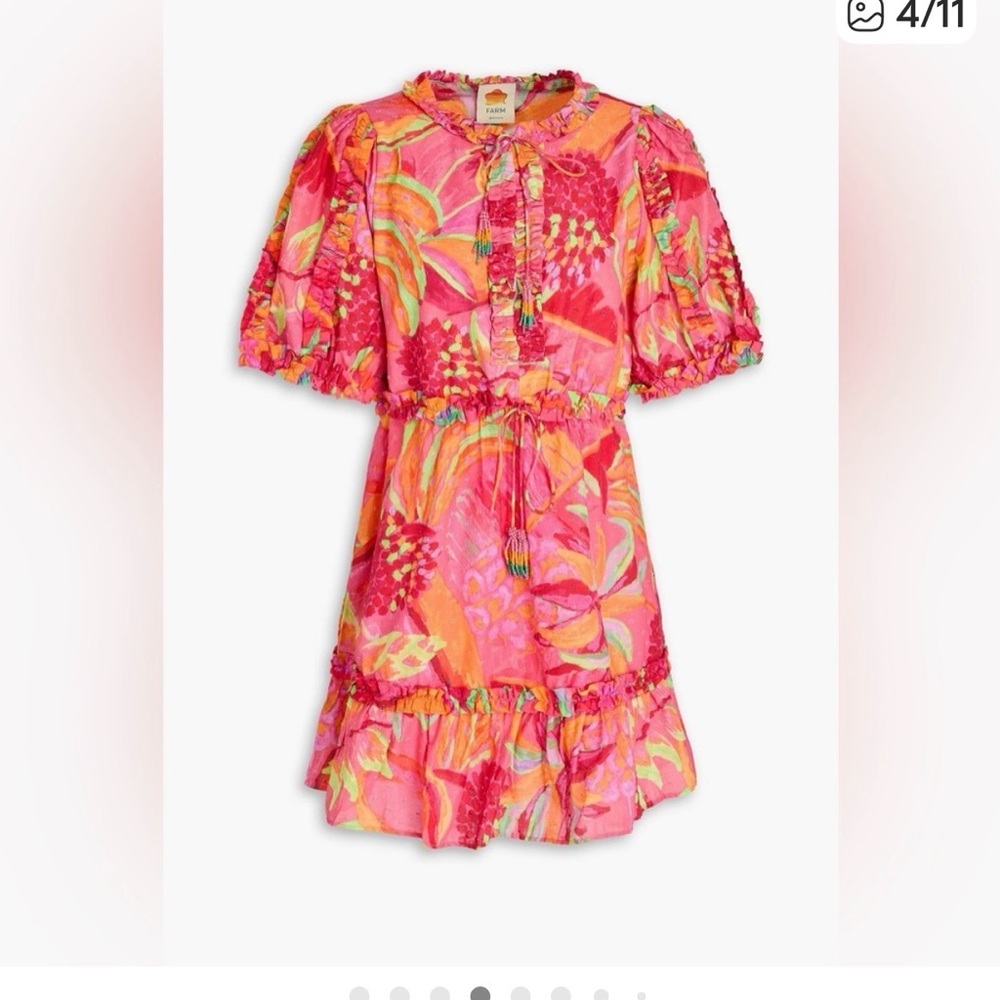 FARM Rio Pink & Orange Tropical Print Mini Dress